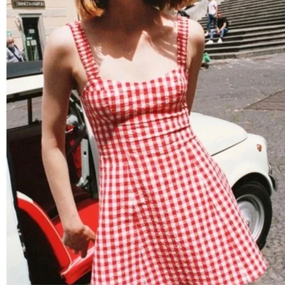 Zara Red Gingham Mini Dress